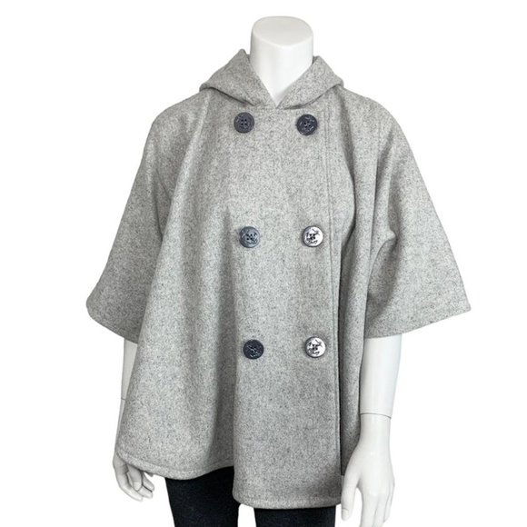 SCHOTT NYC Double Breasted Wool Hooded Peacoat Cape - Picture 3 of 13